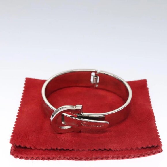 Salvatore Ferragamo Gancini Bracelet Metal Silver Auth am7986